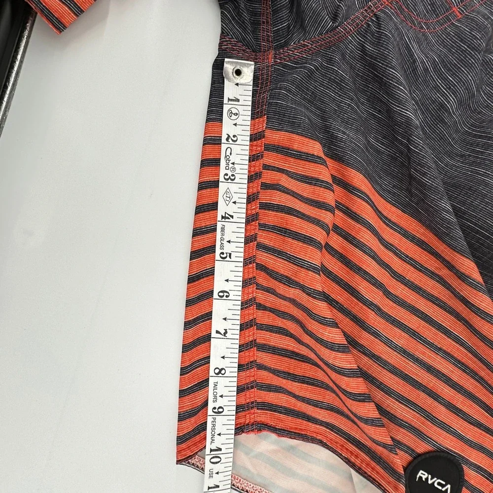RVCA Board Shorts Mens 30 Orange Black Teal Striped Surf Swim‎ Beach Coastal